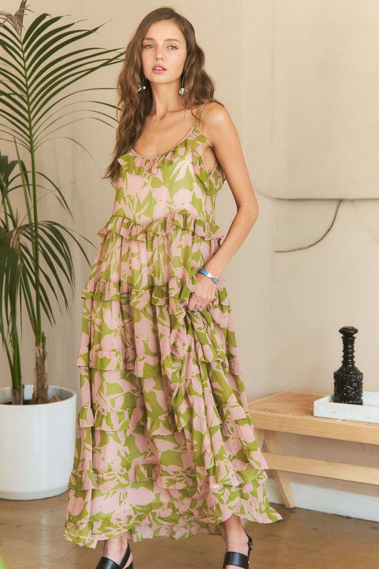 ADORA Ruffled Tiered Scoop Neck Cami Dress Trandify Deal