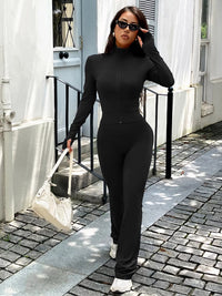 Zip-Front Women's Activewear Set - Polyester/Elastane