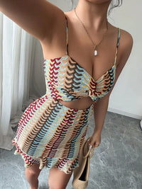 Sexy Ruffled Sundress for Women – Trendy Casual Cutout Dress for Beach or Day Out