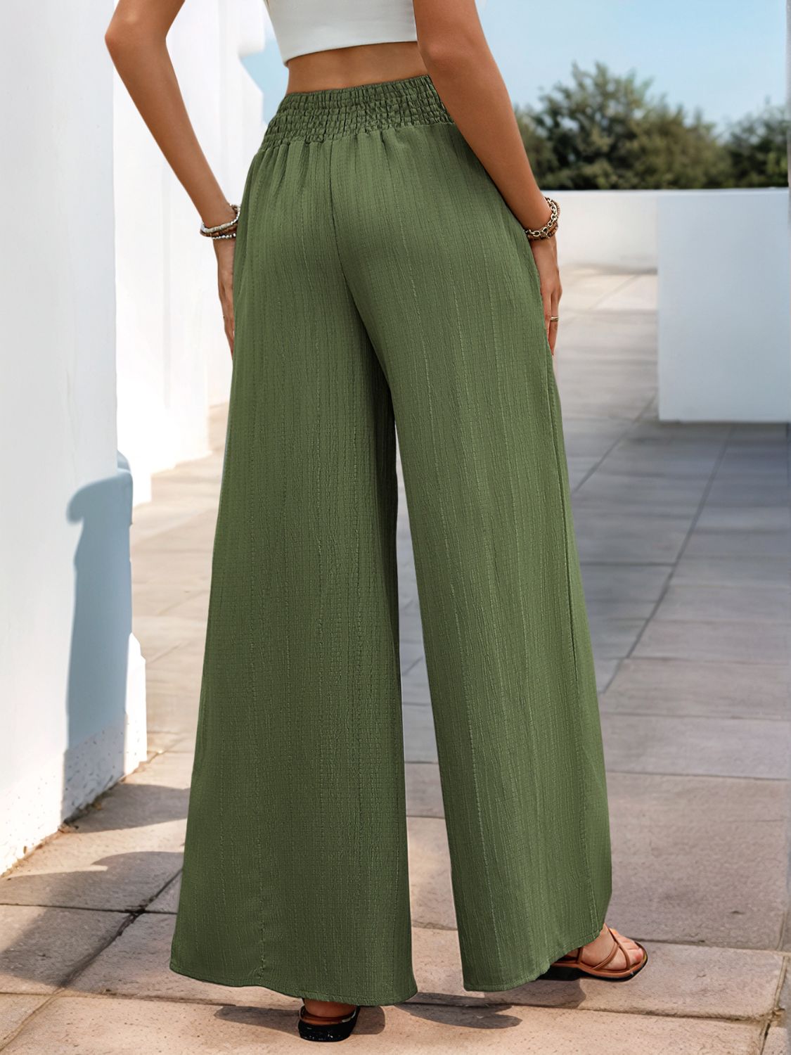 Perfee Smocked Wide Leg Pants Trandify Deal