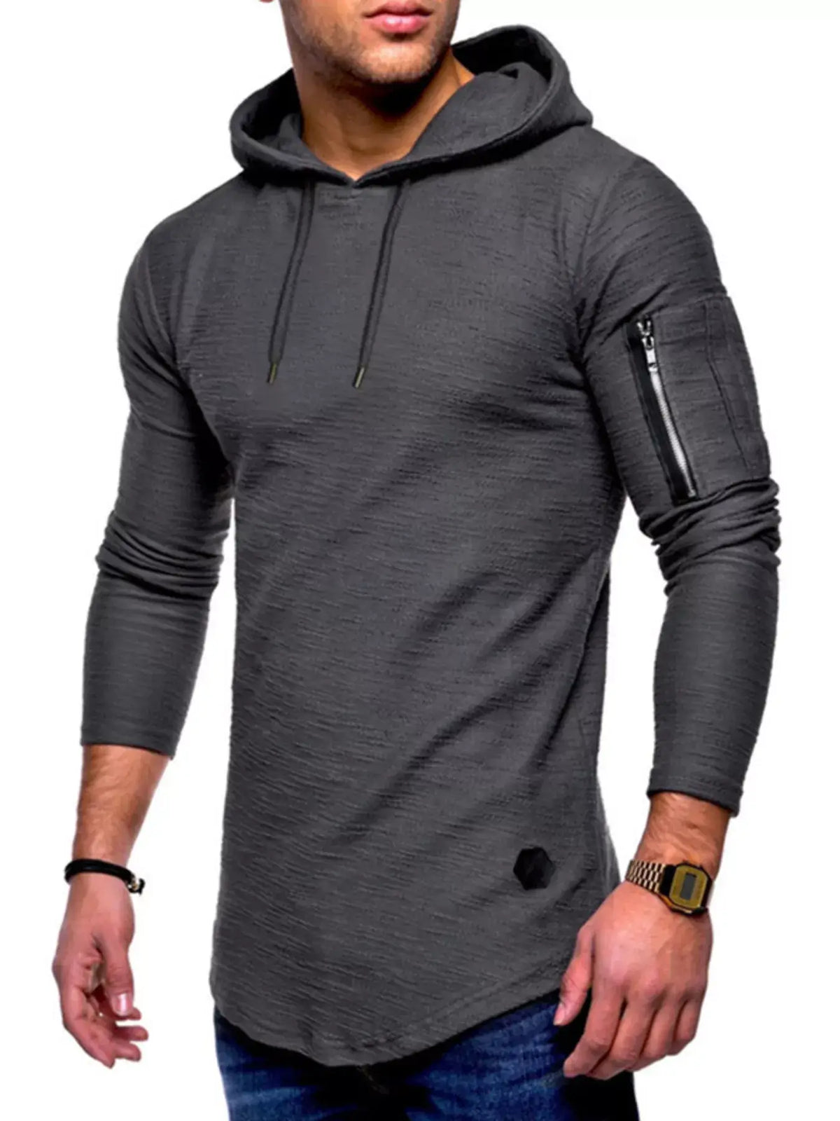 Men's Plus Size Slim Fit Hoodie | Long Sleeve Cotton Blend Pullover