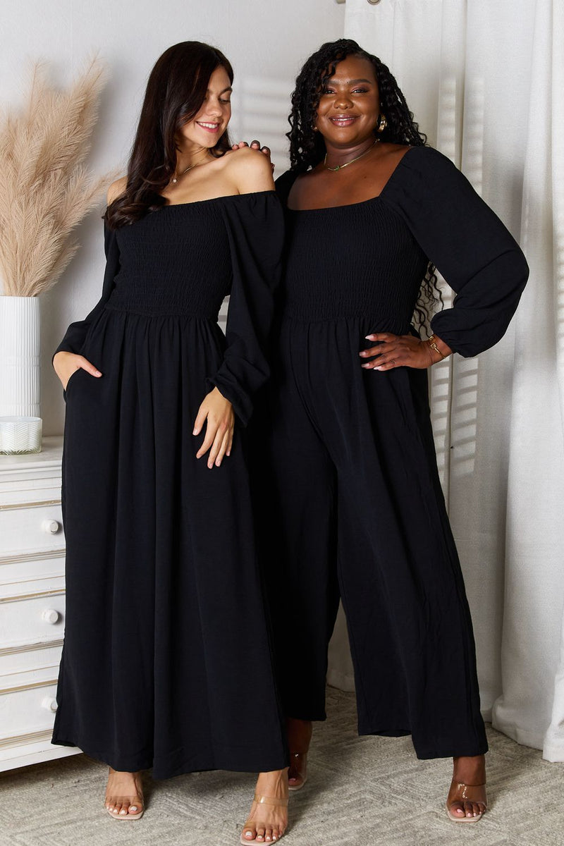 Double Take Square Neck Jumpsuit with Pockets Trandify deal