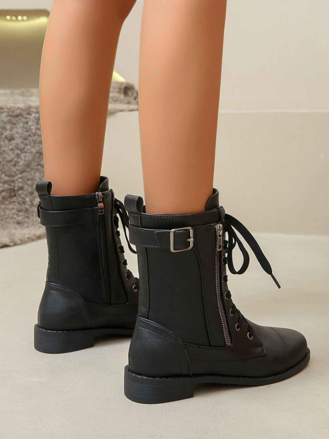 PU Leather Lace-Up Boots Trandify deal