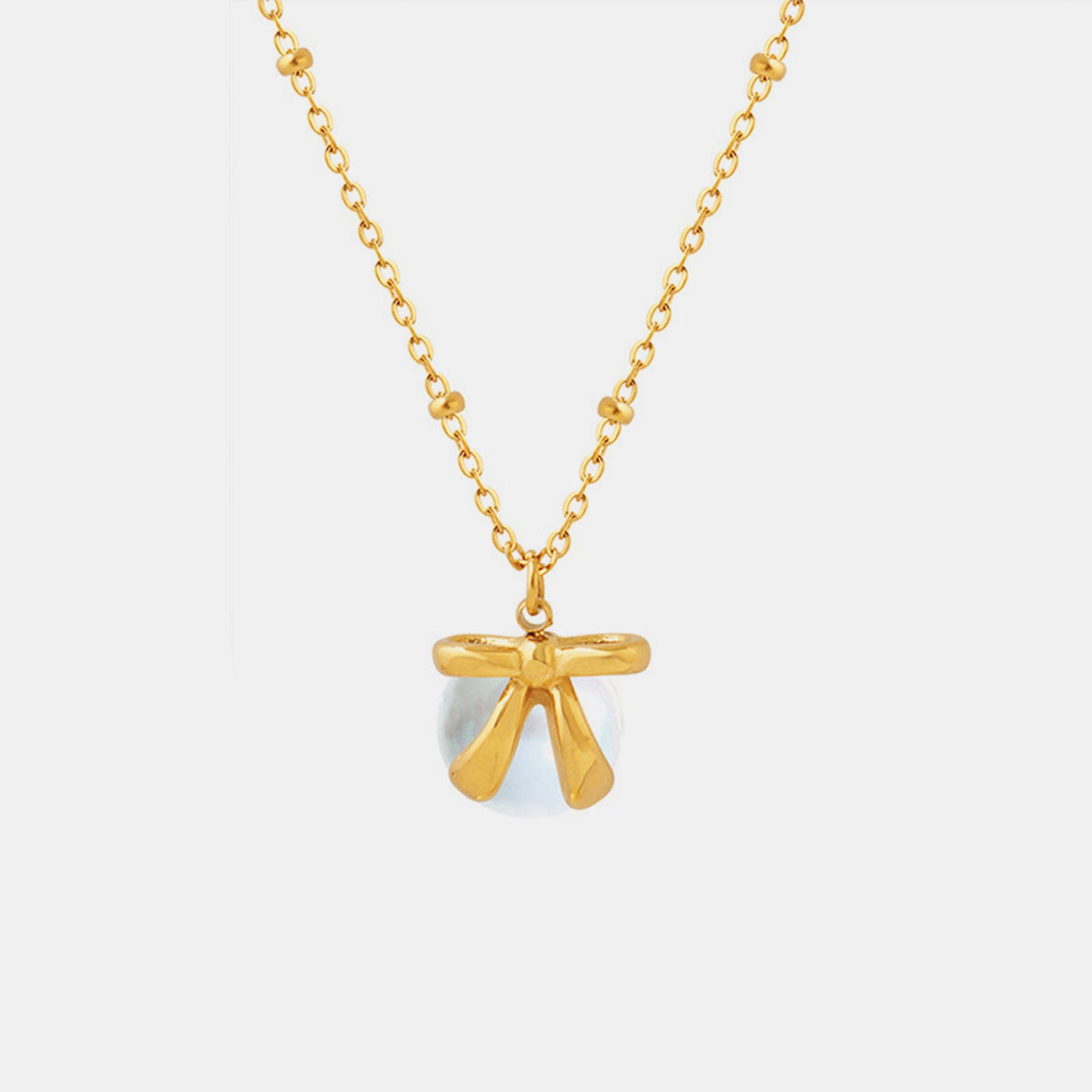 Titanium Steel Bow & Bead Pendant Necklace Trandify deal