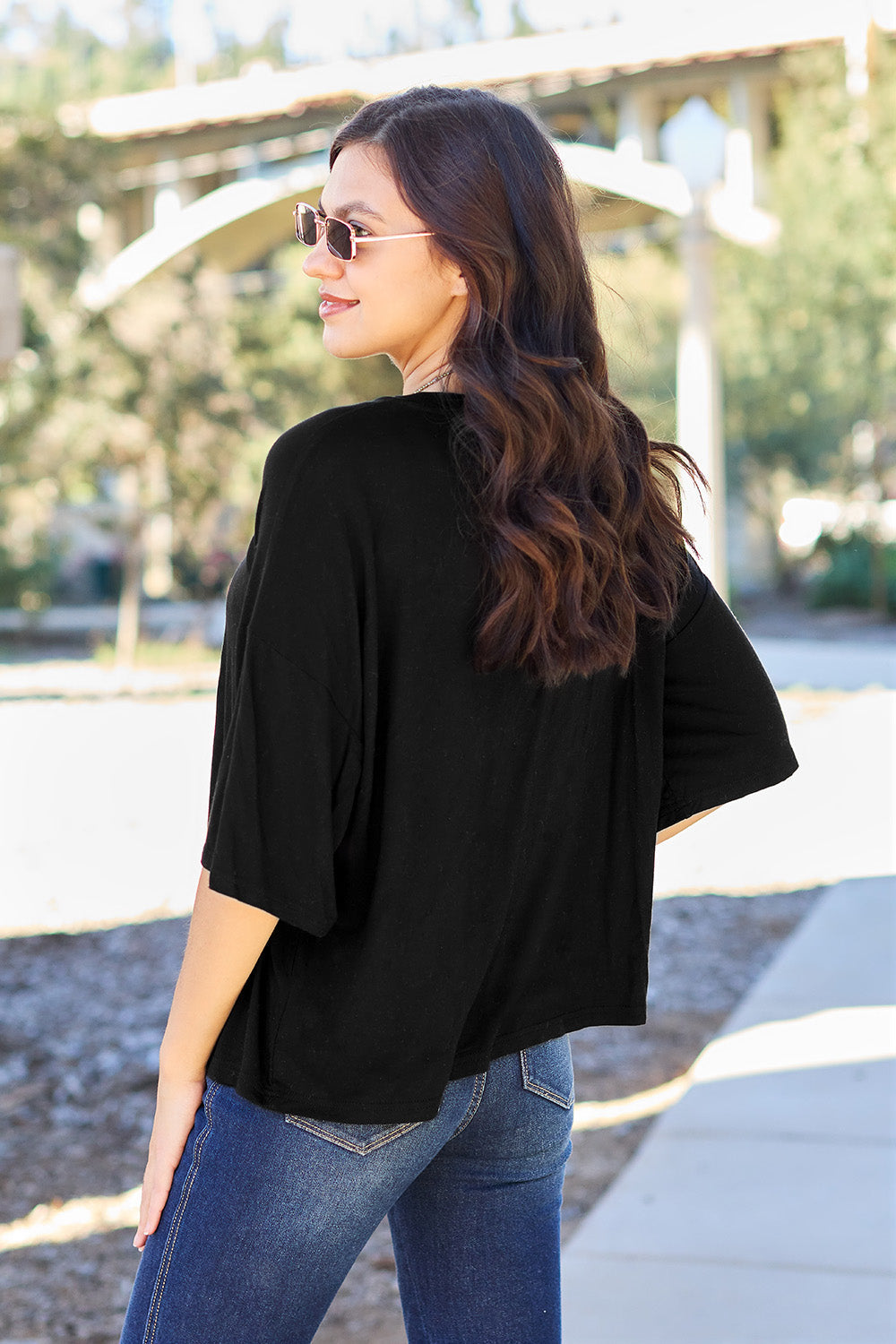 Basic Bae Full Size Round Neck Drop Shoulder T-Shirt Trandify Deal
