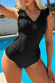 Full Size Ruched V-Neck One-Piece Swimwear Trandify deal