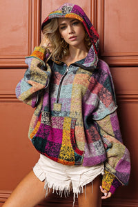 Double Take Full Size Half Zip Exposed Seam Hoodie Trandify Deal