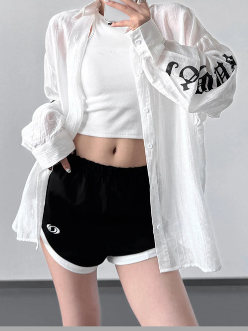 Women’s oversized button-up long sleeve shirt in beige, relaxed fit linen blend top for casual outfits