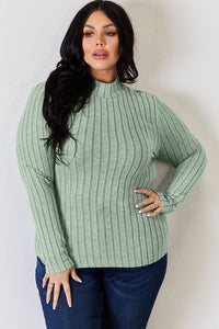 Basic Bae Full Size Ribbed Mock Neck Long Sleeve T-Shirt Trandify Deal
