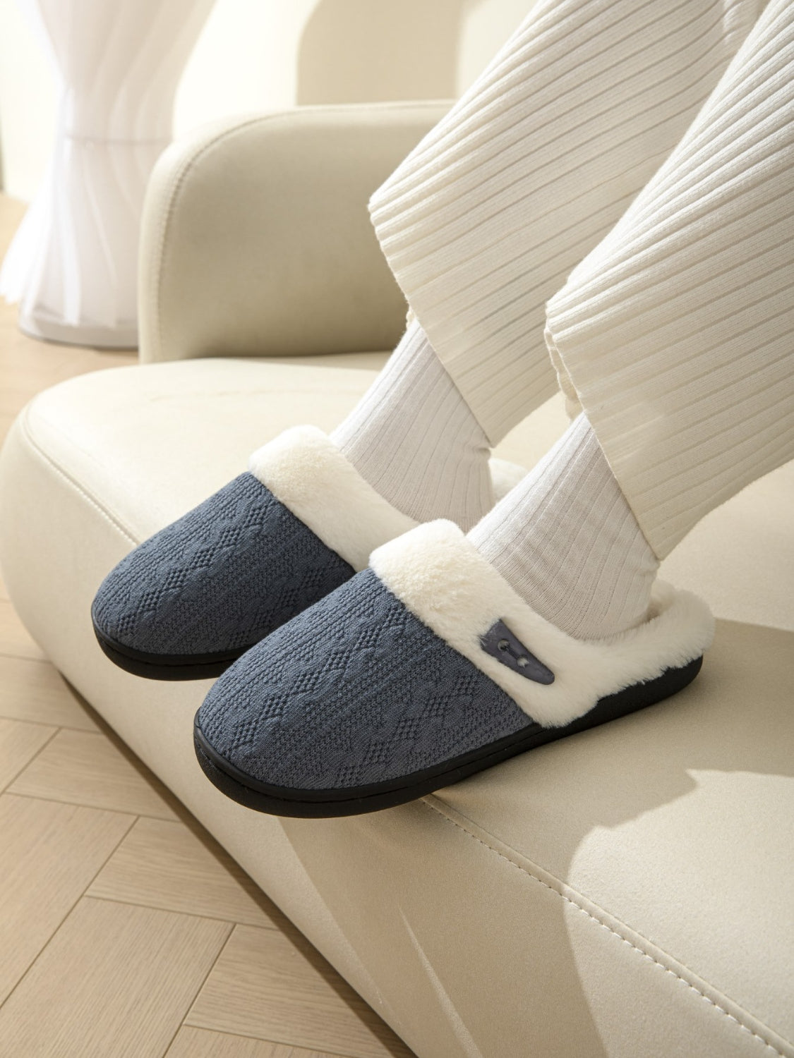 Horn Buckle Furry Texture Flat Slippers Trandify Deal