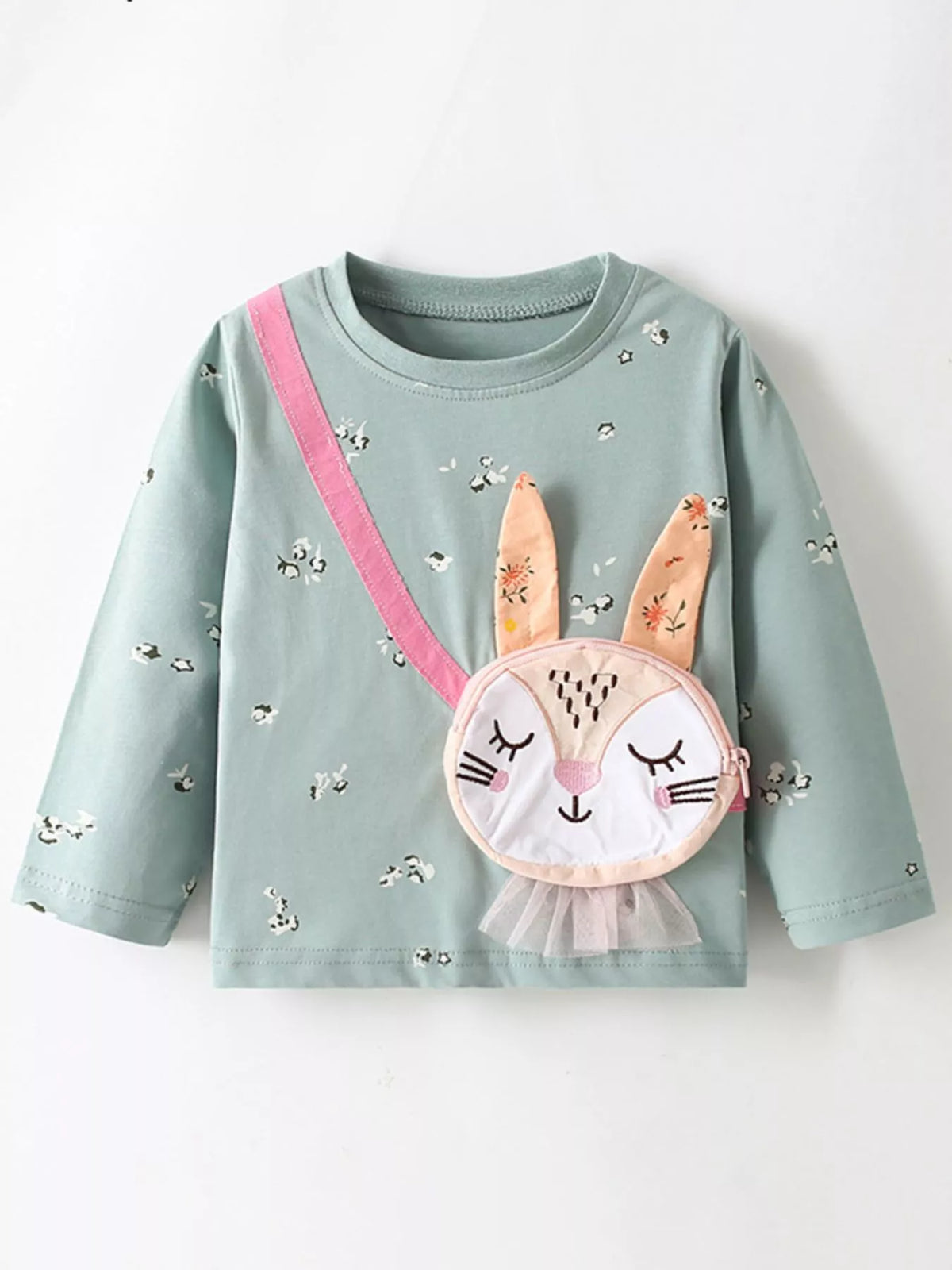 Kids Bunny T-Shirt | Cute Applique Long Sleeve Tee