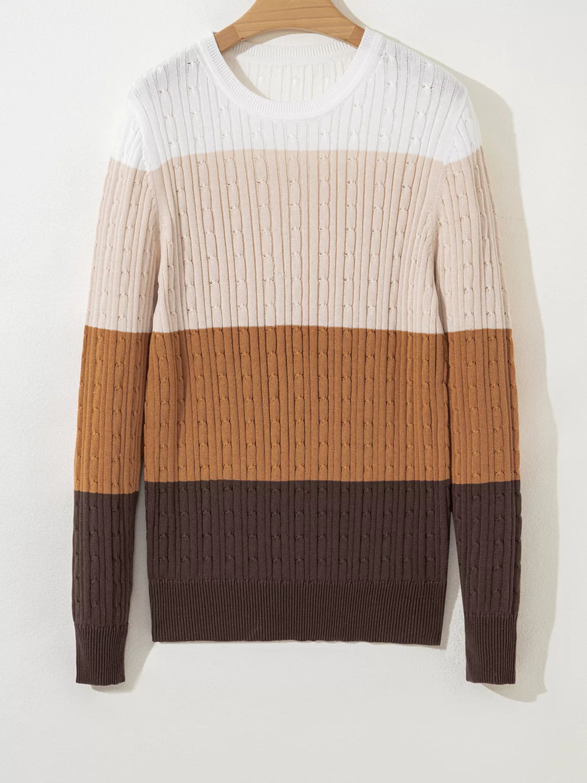 Women's Colorblock Cable Knit Sweater - 100% Cotton