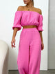 Off Shoulder Long Sleeve Top and Pants Set Trandify deal