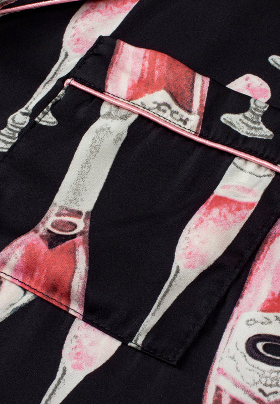 Champagne Print Short Sleeve Top and Shorts Set Trandify Deal
