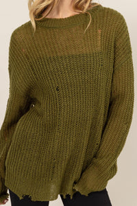 HYFVE Distressed Long Sleeve Knit Top Trandify Deal