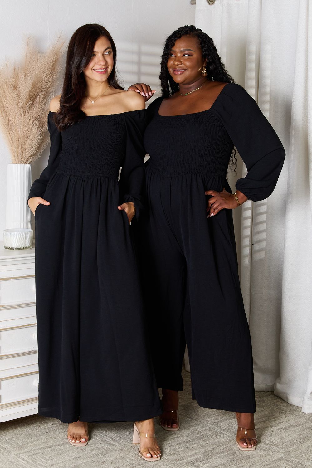 Double Take Square Neck Jumpsuit with Pockets Trandify deal