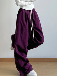 Women’s oversized wide leg drawstring pants in pink – boho chic high-waisted lounge pants