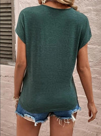 Full Size Lace Detail V-Neck Short Sleeve T-Shirt Trandify deal