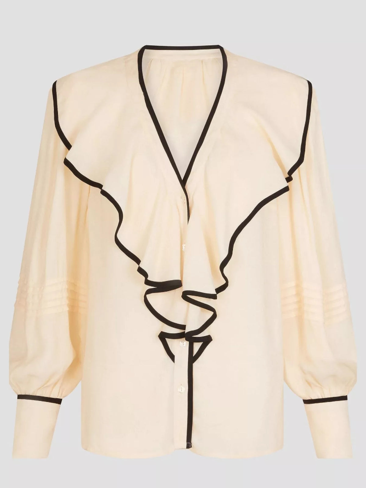 Women's ruffled long sleeve blouse in [Cream] - rayon boho top for casual wear.