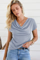 Cowl Neck Short Sleeve T-Shirt Trandify deal