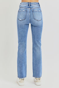 RISEN Full Size Distressed High-Rise Ankle Straight Jeans Trandify Deal