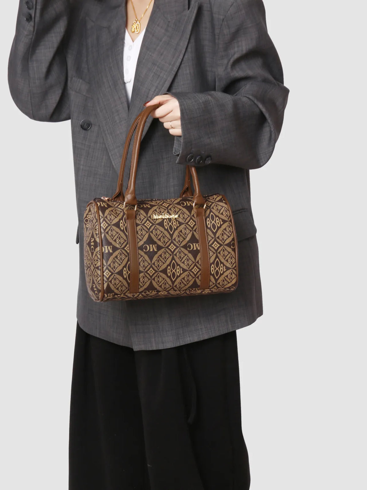 Women’s 6-Piece Geometric Pattern Bag Set – Crossbody, Tote & Clutch Combo