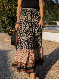 Geometric Elastic Waist Maxi Skirt Trandify deal