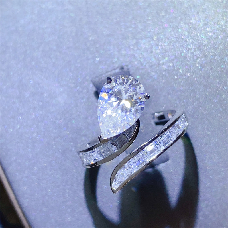 3 Carat Moissanite Zircon 925 Sterling Silver Bypass Ring Trandify Deal