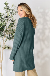 Basic Bae Full Size Ribbed Round Neck Long Sleeve Slit Top Trandify Deal