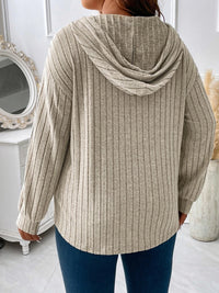 Plus Size Drawstring Dropped Shoulder Hooded T-Shirt Trandify deal