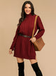 Perfee Slit Turtleneck Long Sleeve Mini Sweater Dress Trandify Deal