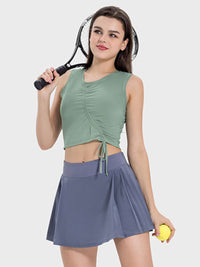 Millennia Drawstring Ruched Wide Strap Active Tank Trandify deal