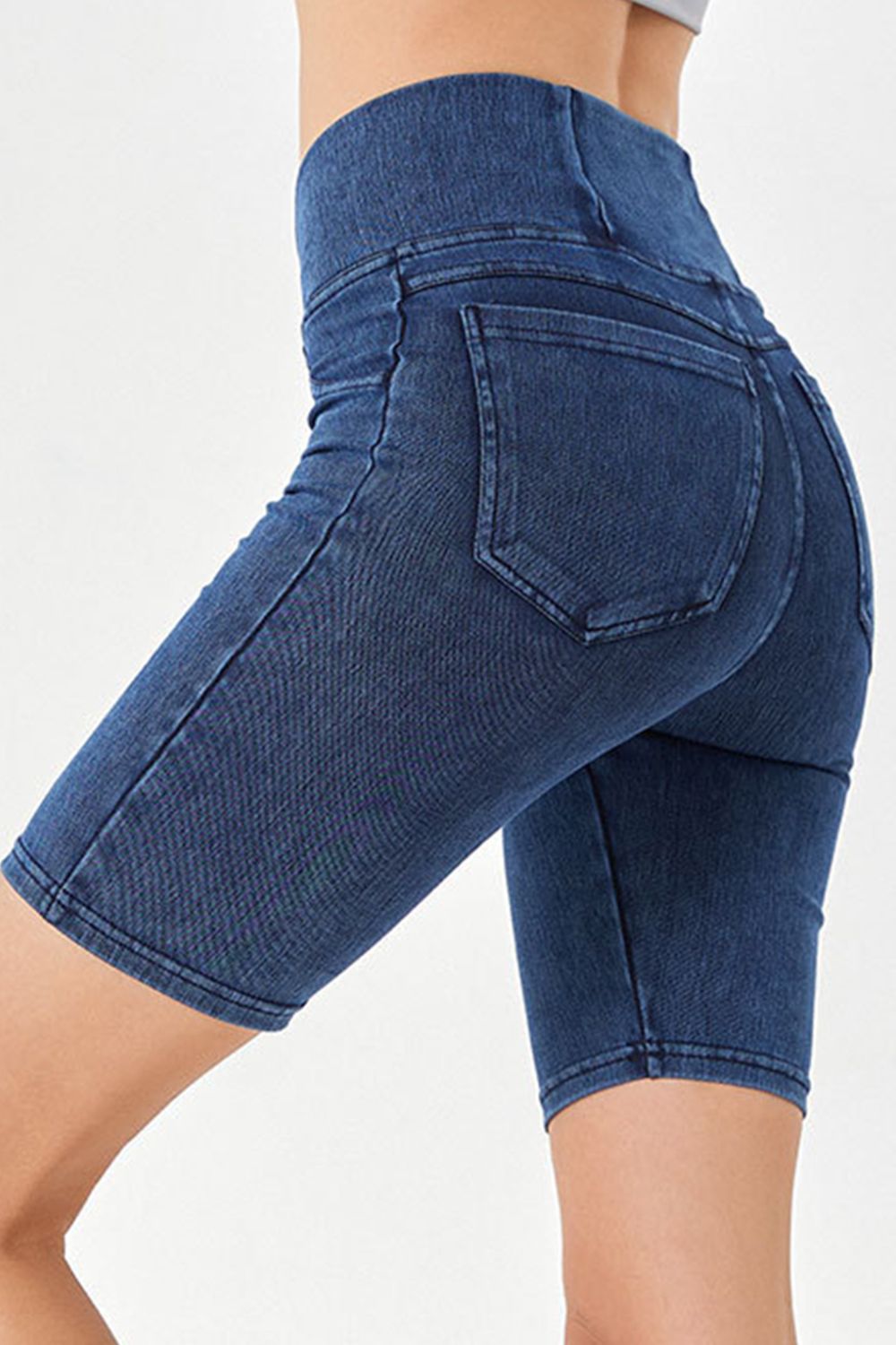 Basic Bae Asymmetrical Waist Denim Shorts with Pockets Trandify Deal