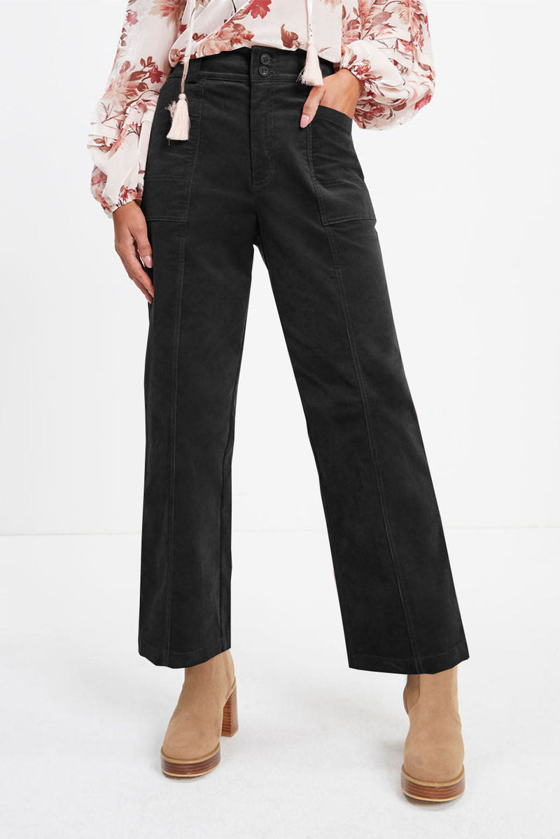 Half Elastic Waist Straight Pants Trandify Deal