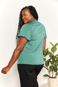 Double Take Ruched V-Neck Short Sleeve T-Shirt Trandify deal