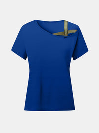 Asymmetrical Neck Short Sleeve T-Shirt Trandify Deal