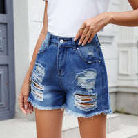 Distressed Raw Hem Denim Shorts Trandify deal