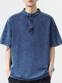 Men's Plus Size Short Sleeve Denim T-Shirt | 100% Cotton Casual Top