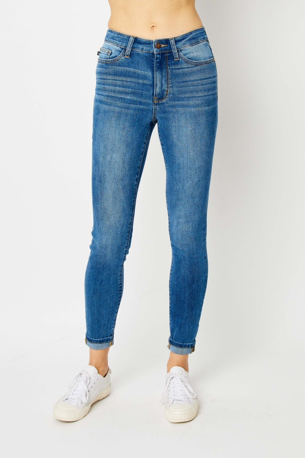 Judy Blue Full Size Cuffed Hem Skinny Jeans Trandify deal