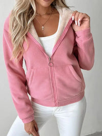 Full Size Zip Up Long Sleeve Hooded Outerwear Trandify Deal