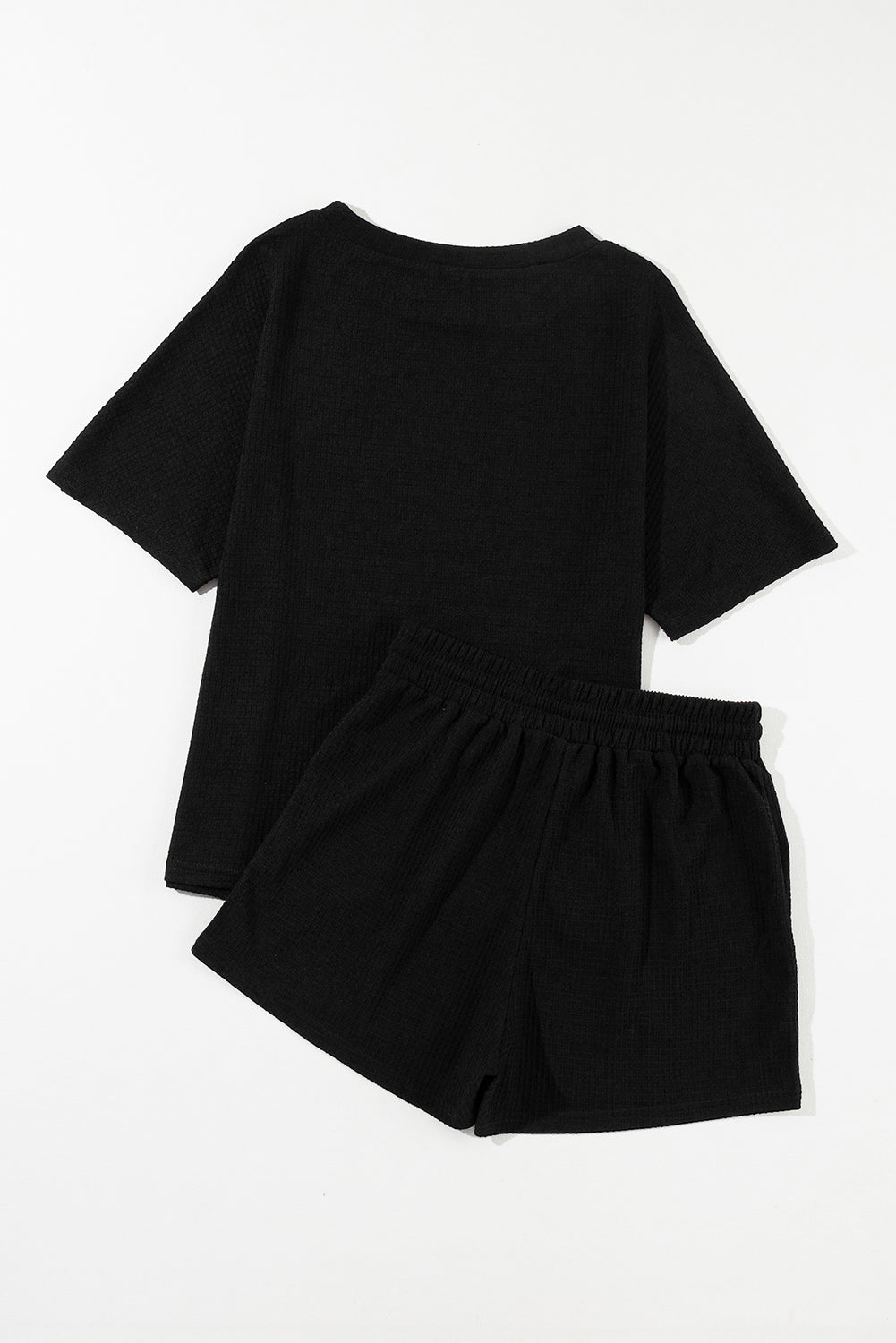 Round Neck Short Sleeve Top and Drawstring Shorts Set Trandify deal