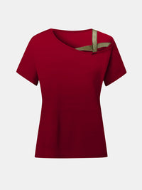 Asymmetrical Neck Short Sleeve T-Shirt Trandify Deal