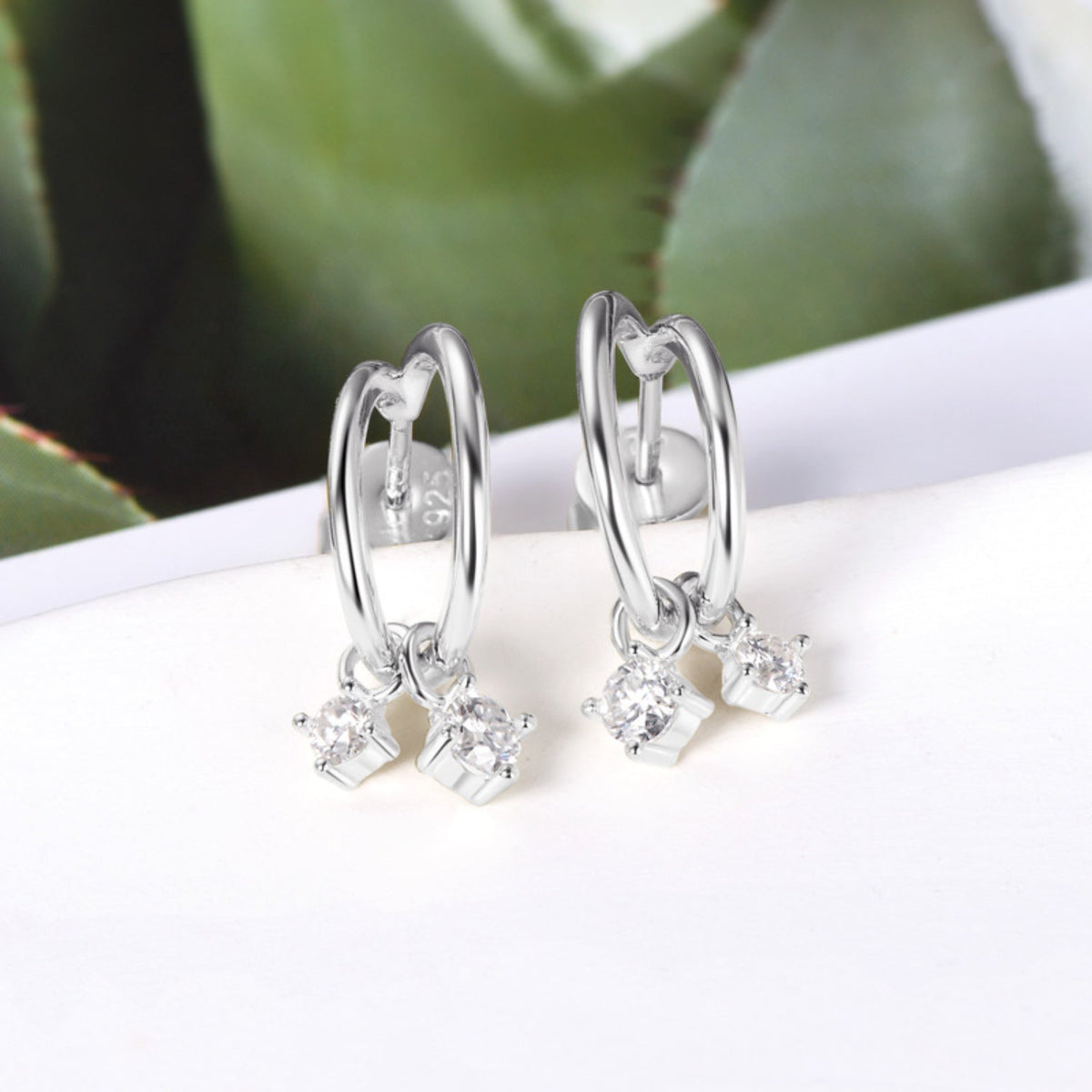 925 Sterling Silver Moissanite C-Hoop Earrings Trandify deal
