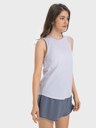 Women’s Cutout Back Active Tank Top – Cropped Yoga Tee for Workouts