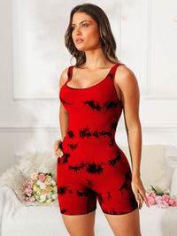 Tie-Dye Wide Strap Active Romper Trandify Deal