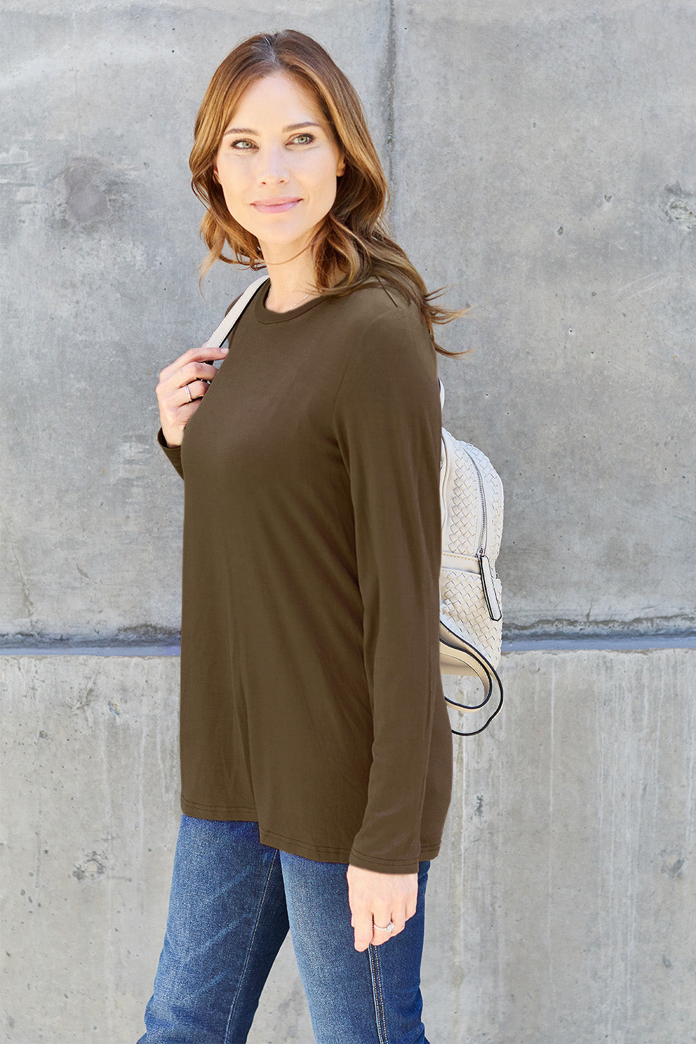 Basic Bae Full Size Round Neck Long Sleeve Top Trandify Deal