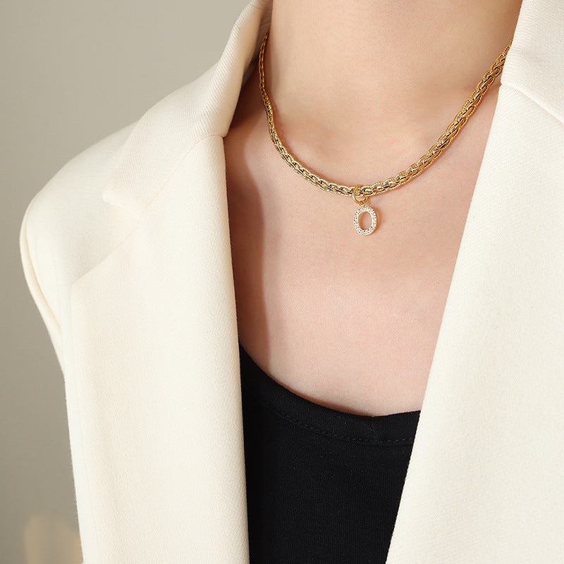 Brass Inlaid Zircon Letter Pendant Necklace Trandify Deal