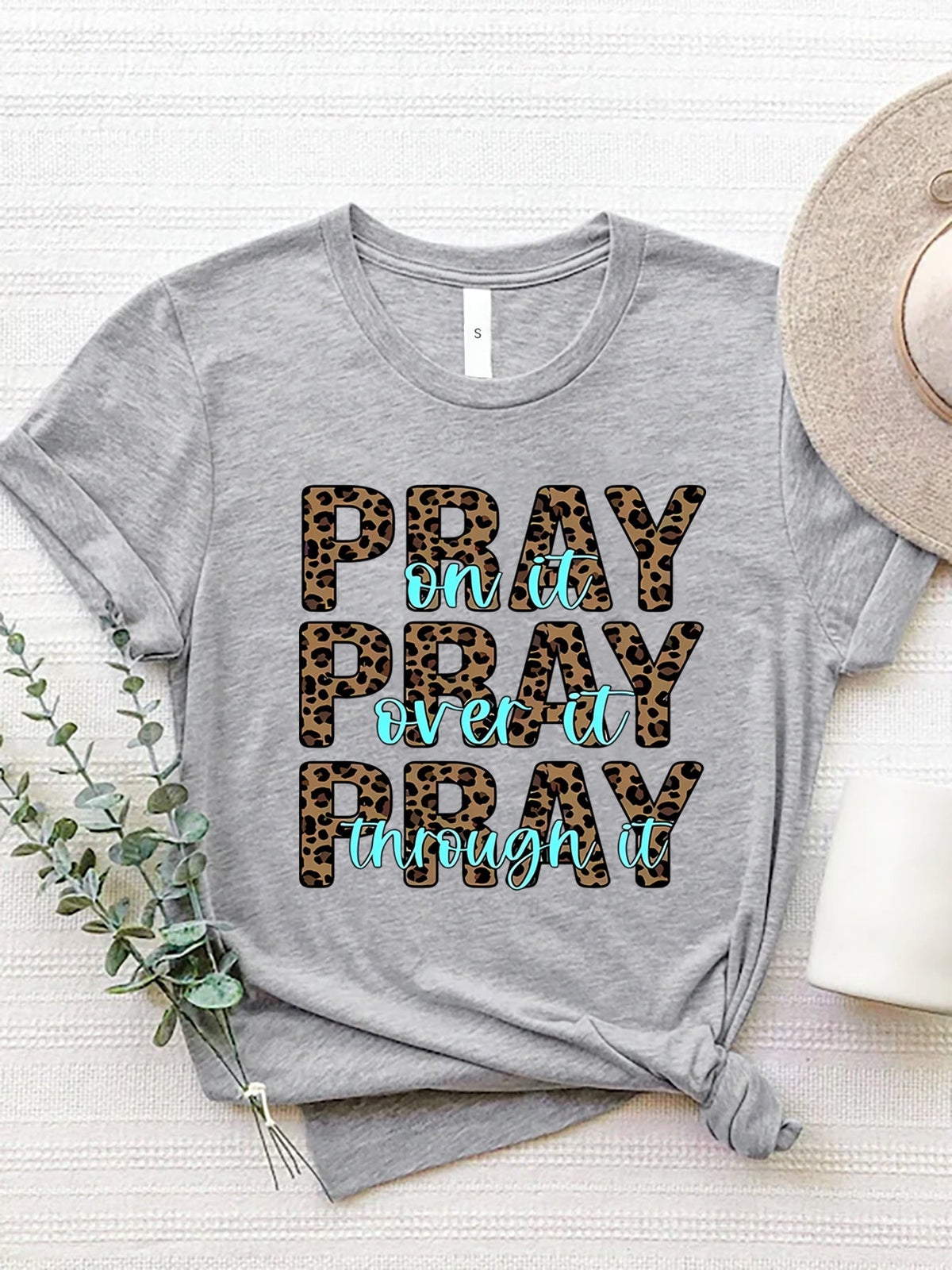Letter Graphic Round Neck Short Sleeve T-Shirt Trandify deal