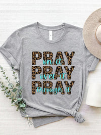 Letter Graphic Round Neck Short Sleeve T-Shirt Trandify deal