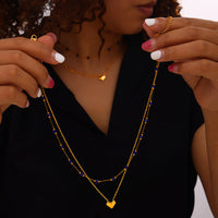 Titanium Steel Section Crystal Double-Layered Necklace Trandify deal
